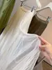 Nova saia de tule outonal para mulheres, cintura alta, fluida, moderna, versátil, modeladora, evasê, barra larga, saia longa plissada