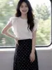 Camisa Blanca con Diseño de Volantes Estilo Francés para Mujer, Nuevo Conjunto de Top y Falda Holgado y Elegante de Verano A12507