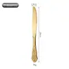 Acero Inoxidable Serie Corte Real Lujo Ligero Mango Labrado Engrosado Estilo Occidental Cuchillo para Bistec, Tenedor, Cuchara, Cuchara de Postre, Tenedor de Postre