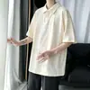 Camisa polo de algodão puro de manga curta para homens, verão, jovem, estilo coreano, moderna, folgada, estilo Harajuku japonês, na moda, versátil