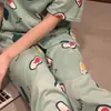 Pijama Feminino de Manga Longa Novo para Primavera e Outono Calças Tamanho Grande Pijama Fofo de Desenho Animado Conjunto de Roupas de Casa de Inverno para Mulheres Venda Direta da Fábrica