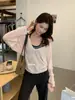 THE LIMON Suéter de Punto de Manga Larga con Té Verde de Limón + Camisola de Cuello Halter Conjunto de Dos Piezas para Mujer Otoño