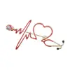 Broche Creativo de Dibujos Animados Europeos y Americanos Estetoscopio Estéreo Doctor Enfermera Forma de Corazón Electrocardiograma Gota de Aceite Insignia Pecho Al por Mayor