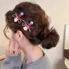 Pinza para el pelo de lazo rojo y azul estilo coreano para mujer 2026 Nueva Moda Clip Lateral Pasador para Flequillo Pinza de Pato Accesorio para el Cabello