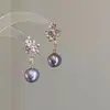 Brincos Delicados de Flor Roxa Doce 2025 Novos Brincos de Luxo Leve de Nicho Únicos Brincos Elegantes para Mulheres