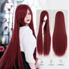 Cosplay personaje anime rol peluca europea y americana 80cm largo flequillo cabello largo liso fibra química estilo anime igual