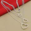 Collar de corazón de tres agujeros con cadena plateada de exportación de comercio exterior, el más vendido de Corea, suministro al por mayor, collar P223