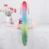 Peluca de Comercio Exterior, Gradiente Colorido de 5 Colores Cola de Caballo Larga Recta con Pinza de Garra, Fibra Sintética Teñida Accesorios para Cola de Caballo Alta, Venta al por Mayor de Fábrica