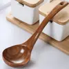 Cucharón de sopa, cuchara de madera, cucharón de sopa grande para uso doméstico, cuchara grande para servir sopa, cuchara para gachas de mango largo, cuchara de madera vintage, juego de cocina estilo japonés