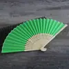 Leque Branco de Seda de 7 polegadas Leque Dobrável Liso para Casamento Leque de Bambu DIY em Branco
