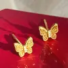 Chapeuzinho Vermelho com Brincos de Borboleta Dourada Quebrada 2024 Nova Moda Luxo Versátil Brincos Martelo a Laser