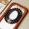 Pulsera de Hilo de Bodhi de Jade Tinta Negra Pi Xiu Círculo Doble Raíz de Bodhi Material Viejo Rompecorazones Voz al Agitarse Explosiones en Vivo Hombres y Mujeres Salida de Fábrica