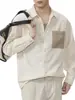 Ropa para Hombre Fengshe / Estilo Verano Old Money Bloques de Color Lino Camisa de Manga Larga Retro Americano Holgada Casual para Hombre