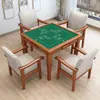 Mesa de Mahjong de Madera Maciza Mesa de Comedor de Doble Uso Frotado a Mano Casual para el Hogar Mesa de Ajedrez Cuadrada Combinación de Mesa y Silla de Póker y Ajedrez