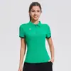Ropa de golf secado rápido casual verano mujer manga corta fina color liso deportes al aire libre cuello solapa combinación de colores polo manga corta