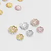 Folheado a ouro 18K suporte de flor oco tampa de flor porta-contas acessórios pulseira de miçangas DIY feita à mão espaçador material para joias de ouvido