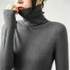 Suéter de punto ajustado de cuello alto para mujer, otoño e invierno, capa interior ajustada, capa base de punto, suéter con cuello fruncido, blanco, talla única