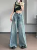 Jeans Azules Claros de Pierna Ancha para Mujer, Verano 2026, Estilo Delgado, Tallas Grandes, Rectos Holgados de Cintura Alta, Caída Suelta, Adelgazantes, Pantalones de Largo Hasta el Suelo