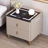 Gabinete de Almacenamiento Completo Simple de Madera Maciza Moderna Estante de Almacenamiento de Cuero Juego Completo Mesa de Noche de Pizarra de Lujo Ligero Apartamento Pequeño de Dormitorio