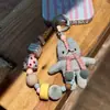 Cadena Original Hecha en Casa para Teléfono Móvil Conejito Gris Tejido de Lana Muñeca Linda Colgante de Cámara Llavero para Mochila