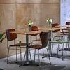 Mesa de Jantar e Cadeiras Minimalistas Estilo Medieval, Mesa Quadrada Pequena de Placa Marinha, Mesa Longa, Cadeiras Modernas, Mesa de Jantar e Cadeiras para Cafeteria, Confeitaria