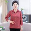 Camisa de verão para mulheres de meia-idade e idosas, camisa de sete mangas para mães, primavera e outono, camisa básica para avó, top largo e plus size