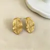 Moderna Colección de Pendientes de Hojas Grandes y Pequeñas con Textura de Línea Mate, Diseño Sencillo, Lujo Ligero, Versátil, Joyería para Orejas de Alta Gama, Mujer