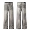 OREETA Jeans Rectos Retro Lavado Gris Marca Trendy American High Street Pierna Ancha Sueltos para Hombre y Mujer
