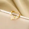 Anillo Ladrillo de Diseño Nicho de Alta Gama Lujo Accesible para Mujer Moda Europea y Americana Creativo Zirconia Chapado en Oro Anillo Abierto Ajustable