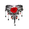 Gargantilla Diablo Lolita Encaje Flor Rosa Diseño Nicho Personalizado Halloween Collar Borla