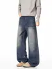 Calça Jeans Wide Leg Tinta Lavada Masculina Novo Estilo Streetwear Americano Cleanfit Solta Emagrecimento Calça de Perna Reta Roupa Masculina