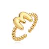 Australia, Europa antigua y Estados Unidos anillo abierto de 26 letras inglesas chapado en cobre simple de oro de 18 quilates anillo joker de nicho femenino