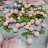 Joyas Prehechas Hoja de Arándano Bola de Cereza Bola de Felpa de Alta Elasticidad Accesorios para Collar de Moño DIY Pompones