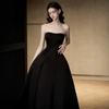 Vestido de Noche Negro sin Tirantes 2026 Nuevo Estilo Gama Alta Lujo Ligero Anfitrión de Banquete Examen de Arte Elegante Socialité Vestido Largo