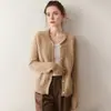 Cárdigan de Cachemira con Trenzas y Cuello Peter Pan para Mujer 2025 Otoño/Invierno Espesor Simple Versátil Prendas de Punto Exterior Suéter de Punto Trenzado
