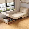 Sofá Cama Crema Estilo Apartamento Pequeño Multifuncional Doble Uso Sala de Estar Celebración en Internet Mismo Estilo Telescópico Balcón Individual Plegable Sofá