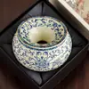 Balde de Chá Cerâmico Bege Ru Kiln do Fabricante com Padrão de Lótus, Lavador de Chá, Cinzeiro de Escritório, Recipiente para Resíduos de Chá, Requintado