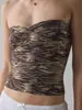 Top de camiseta de tubo a rayas sexy retro Y2K europeo y americano para mujer, camisola, top corto, top sin mangas de hombros descubiertos