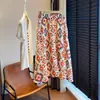 Falda Irregular Estampada de Cintura Alta Adelgazante, Brillante y Realzadora del Cutis, Estilo Francés, para Mujer en Primavera y Verano