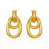 Suministro directo transfronterizo aretes de acero inoxidable enrollados para mujer retro chapados en 18K aretes multicapa aretes de alta calidad venta al por mayor