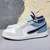 Zapatillas Originales Jordan 1 Obsidian Retro de Caña Baja de Cuero Cómodas para Patinaje Unisex Calzado Deportivo Casual Transpirable