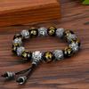 Obsidiana natural imitação douramento seis caracteres palavras verdadeiras contas de Buda pulseira de mão cabeça de Buda pagode contas de tee retrô retrô Prata Tailandesa