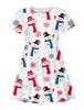 Vestido Curto de Manga Curta Soltinho para Meninas com Estampa Digital 3D de Boneco de Neve de Desenho Animado para o Natal - Comércio Exterior Transfronteiriço Europeu e Americano
