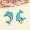 Colgante de delfín de esmalte de doble cara de acero inoxidable para pendientes, pulseras, llaveros y joyería hechos a mano para DIY