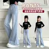 Pantalones acampanados elásticos de mezclilla para niña, nuevo estilo primavera y otoño, pantalones largos casuales de moda para niños mayores
