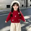 2026 Nuevo Estilo Coreano Suéter de Felpa con Lazo Integrado para Niñas Invierno Nuevo Ropa para Niños Capa Base Elegante Ropa para Niños de Moda
