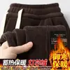 Calças compridas masculinas com forro de fleece, espessadas para outono e inverno, calças esportivas da moda para primavera e outono, calças casuais de veludo cotelê para homens