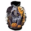 Sudadera con Capucha para Festival de Halloween Transfronterizo Europeo y Americano, Cabeza de Calabaza de Terror, Impresión Digital 3D, Sudadera Casual con Capucha, Suéter de Manga Larga