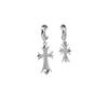 Pendientes de Metal con Forma de Cruz Incrustados de Diamantes 2022 ins con Personalidad Asimétrica Diseño de Nicho Pendientes Versátiles para Orejas