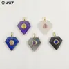 Wt-P2052 Pingente Colar Gancho Geométrico de Pentágono com Pedra Obsidian Flash e Zircônia Inlaid Acessórios Feitos à Mão